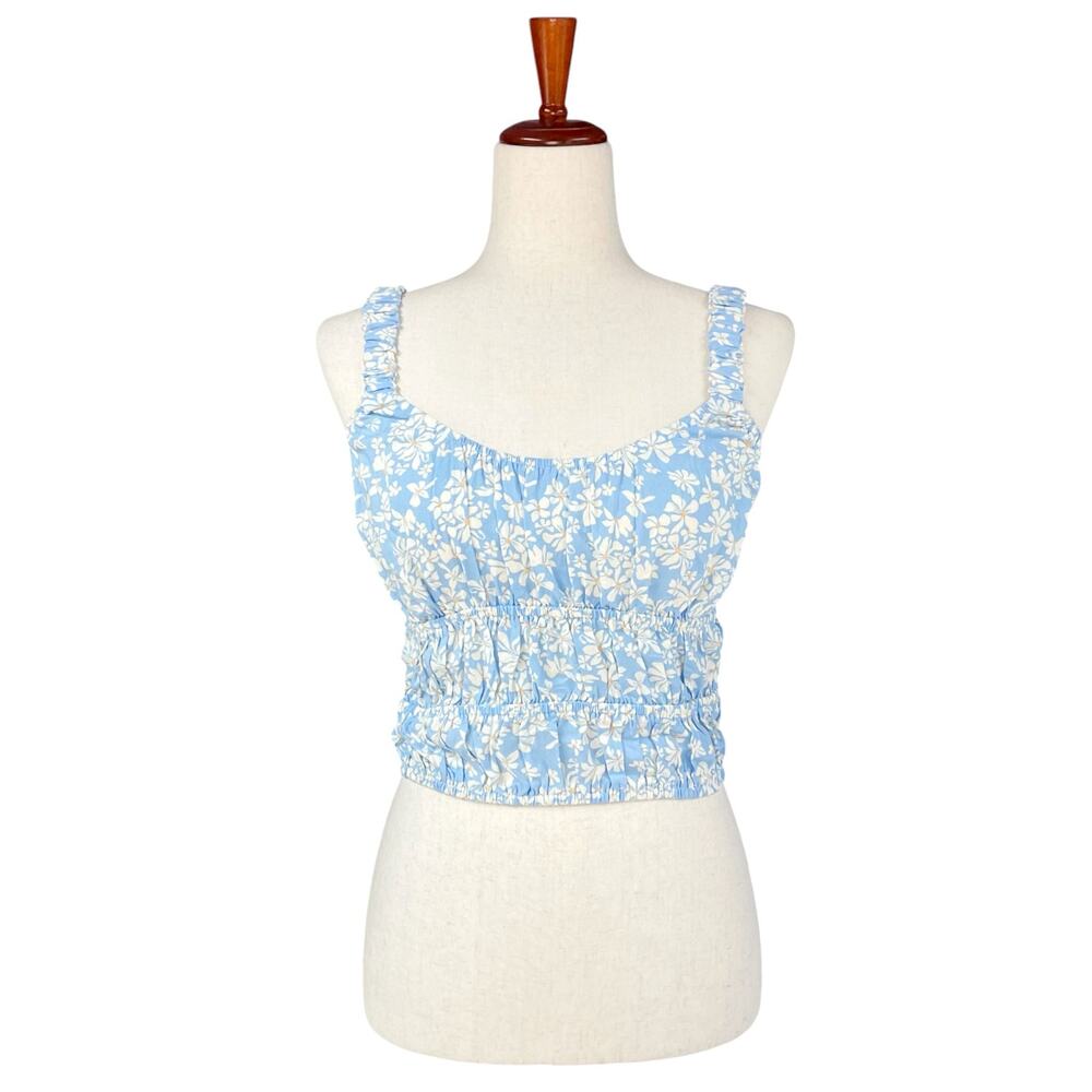 RIP CURL Desert Dreams Ditsy Daisy Crop Tank Top Sky Blue Size S Cottage Floral